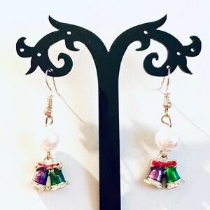 Christmas Bells with Pearl Earrings